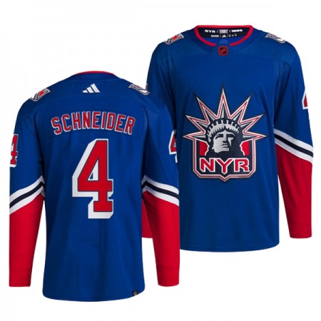 New York Rangers Hockeydrakt Braden Schneider 4 2022-23 Blå Reverse Retro 2.0 Adidas Authentic - Herre